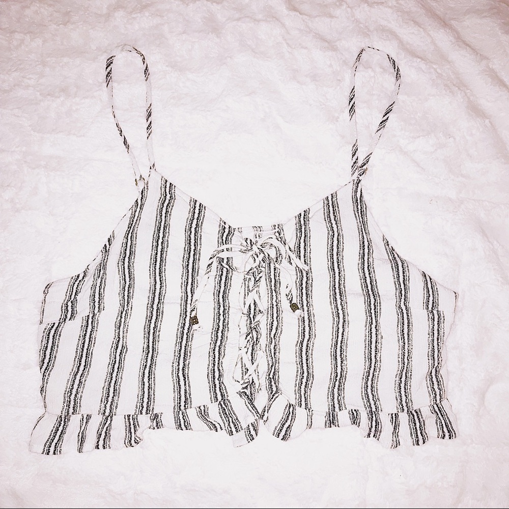 White & Black Stripped Crop Top